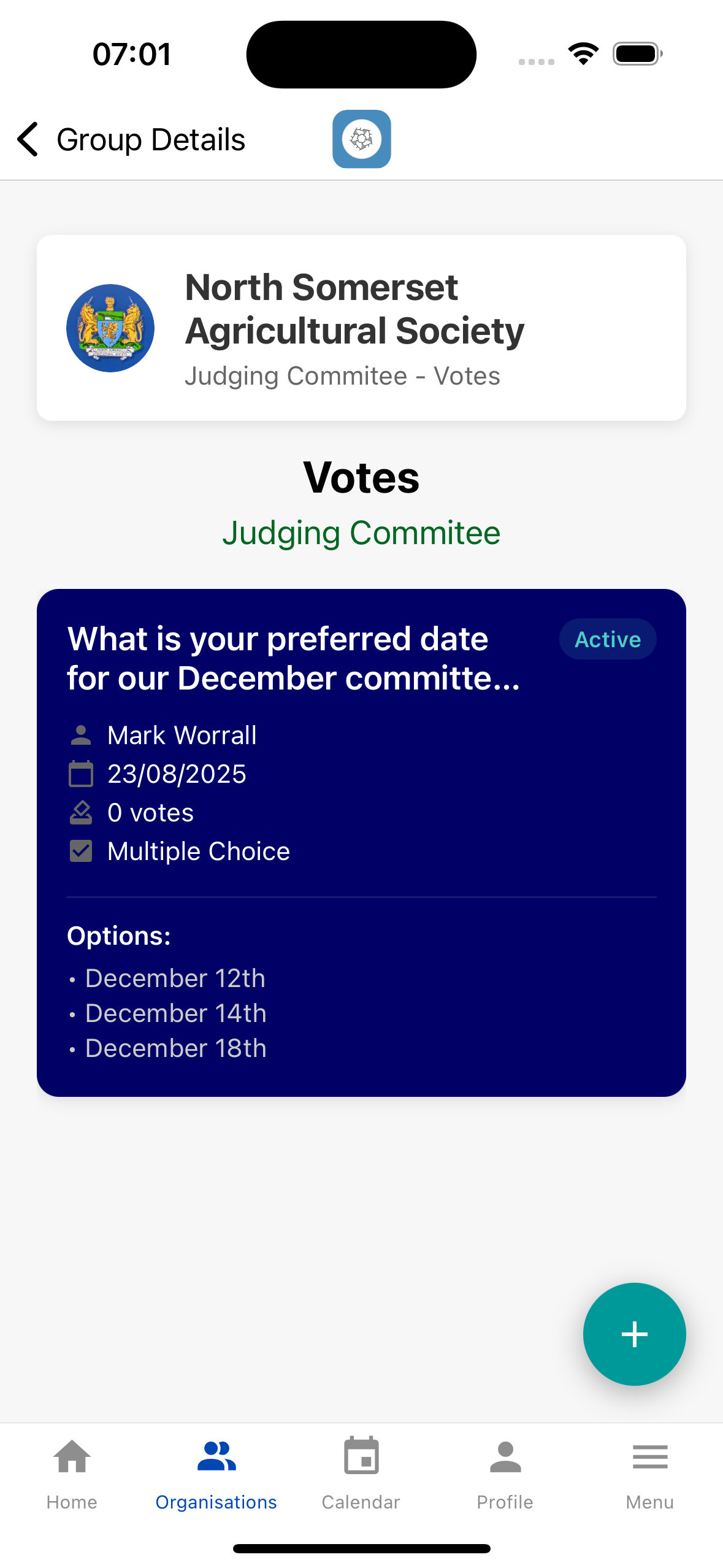 The Society App - Vote Created